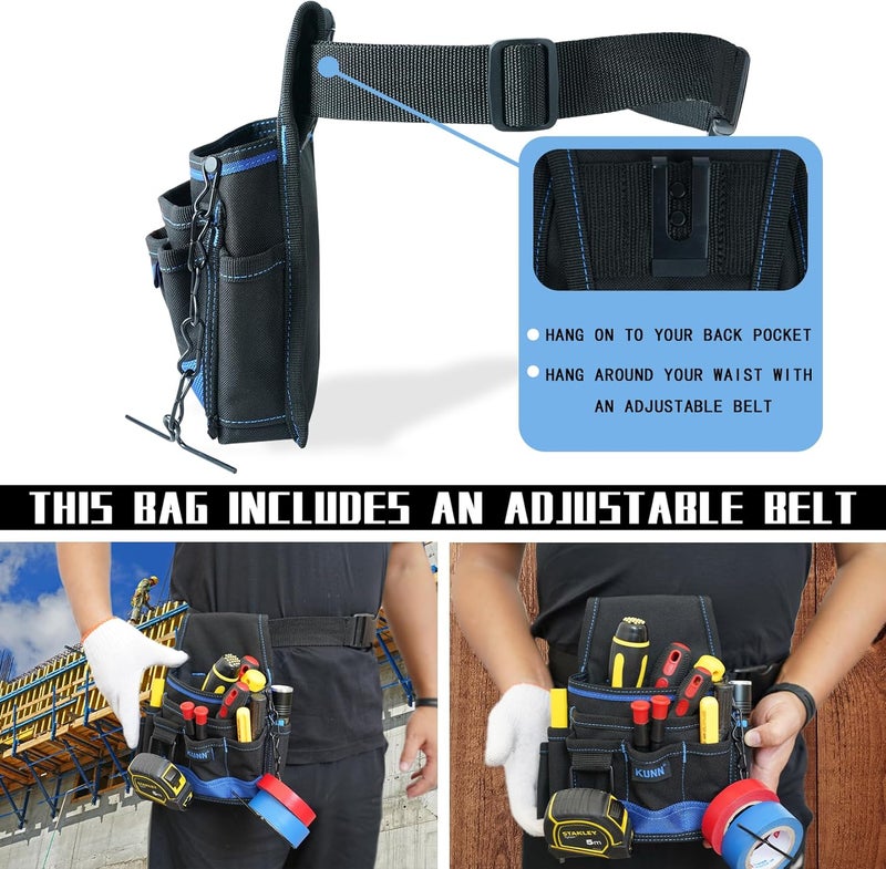 KUNN Electrician Tool Pouch - Durable Small Basic Maintenance Tool Pouch Belt with Belt Clip - Image 3